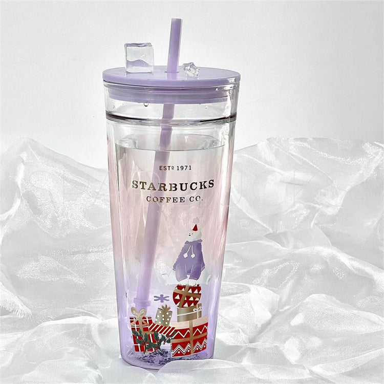 Purple Starbucks Logo Straw Glass Cup