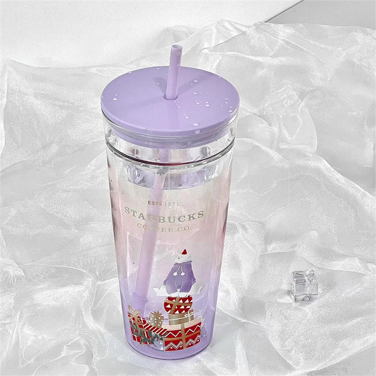 20oz China Purple DW Glass with Straw