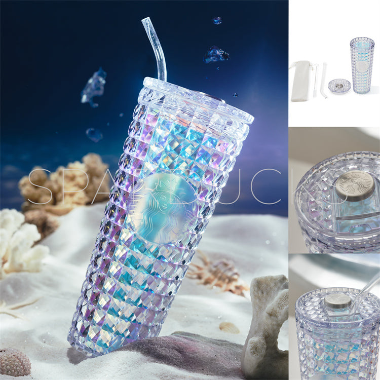 24oz China Ocean Unicorn Plastic Tumbler with straw