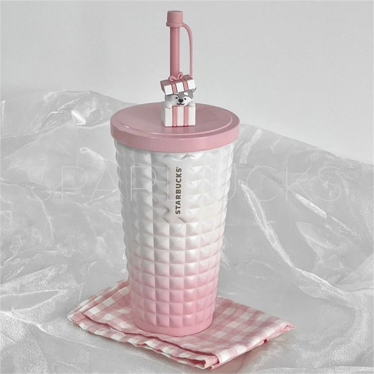 Starbucks China Pink Pineapple Stainless steel straw cup 16oz