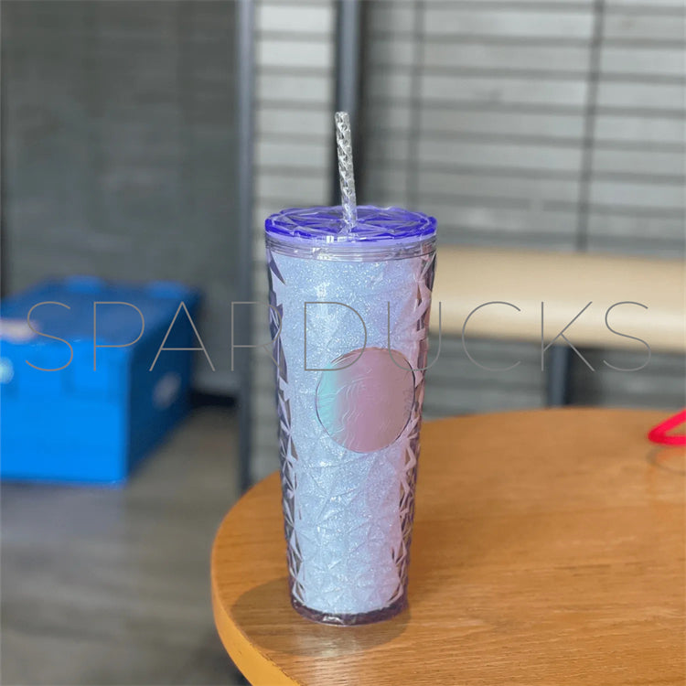 24oz China Purple Glitter Prism Cup