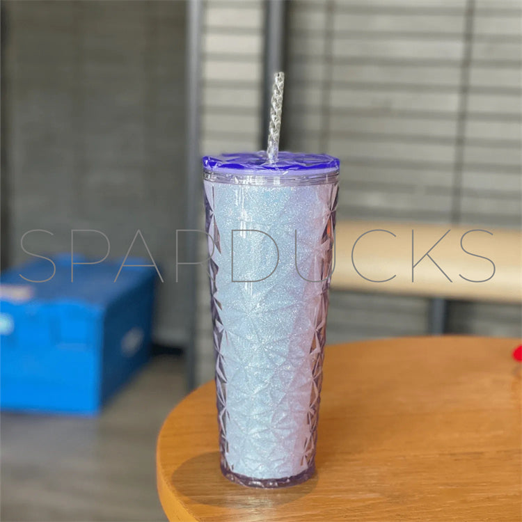 24oz China Purple Glitter Prism Cup