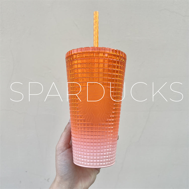 12oz Gradient Orange Grid Tumbler