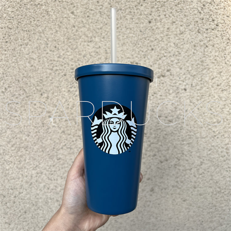 16oz Navy Blue SS Tumbler With Straw