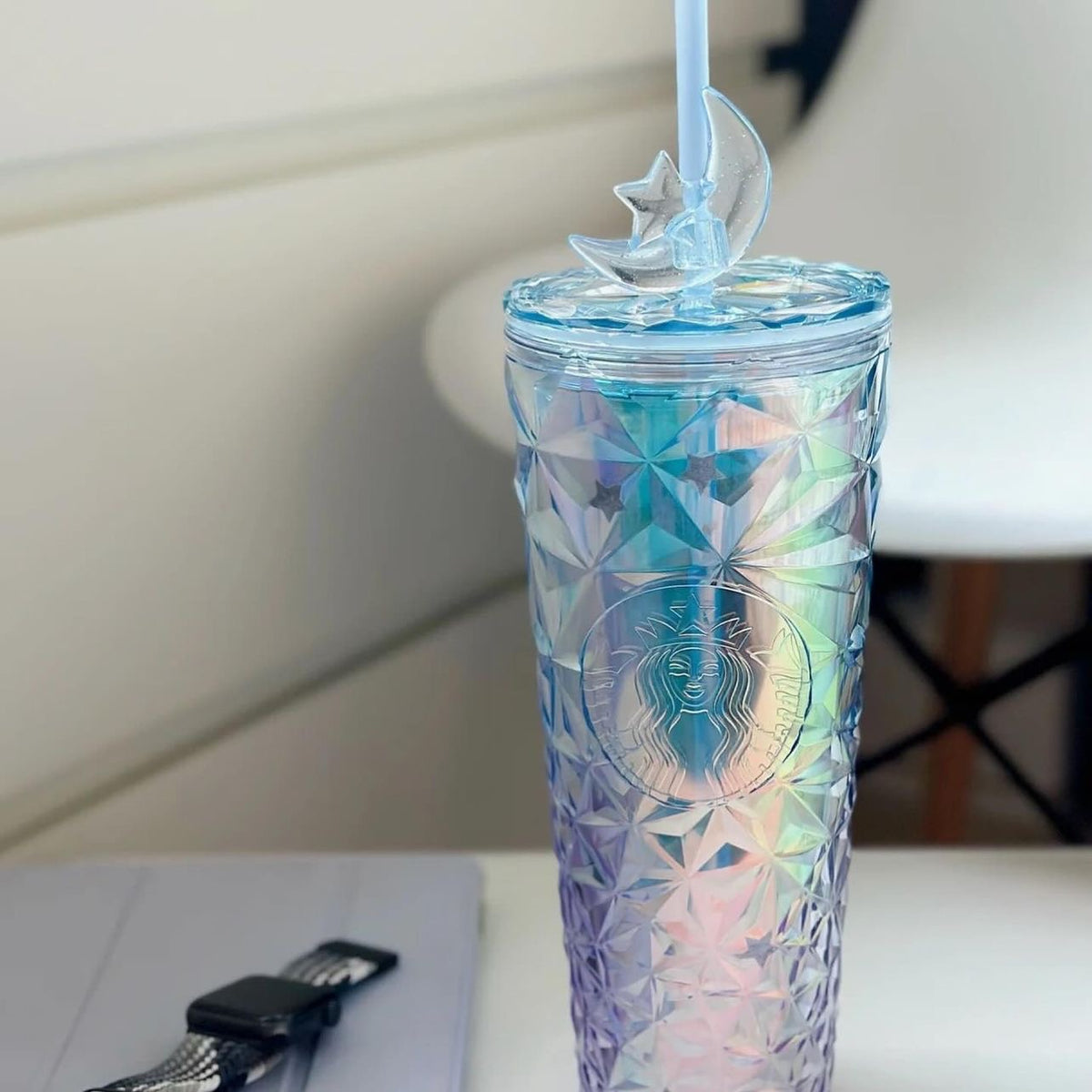 24oz China Blue Purple Star Moon Prism Cup