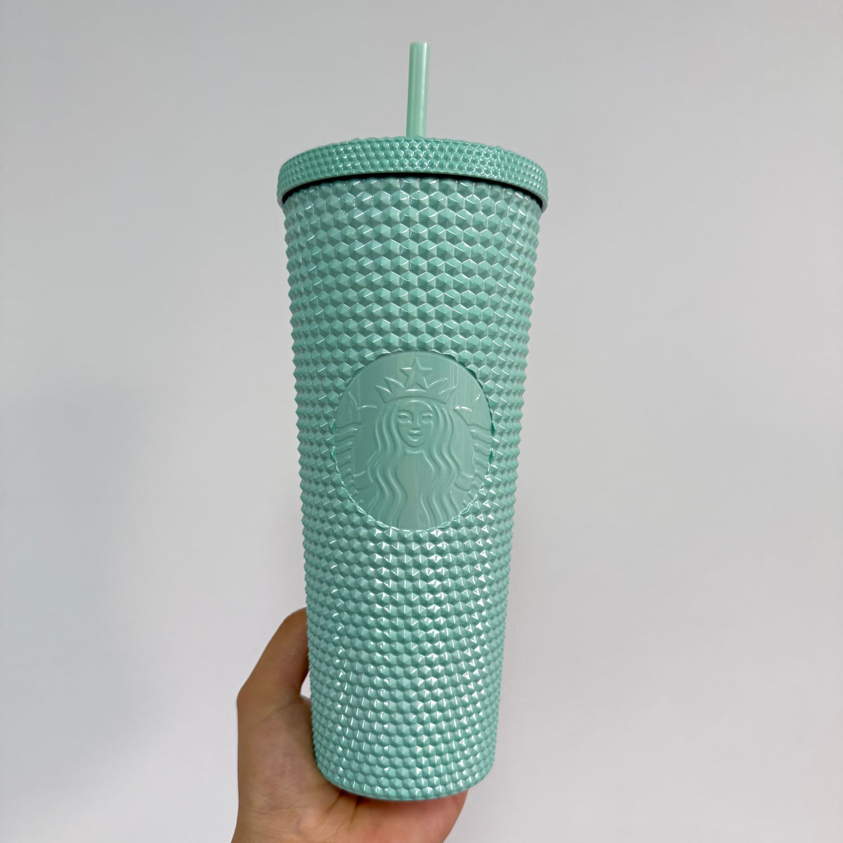 24oz Aqua Blue Chrome Studded Cup