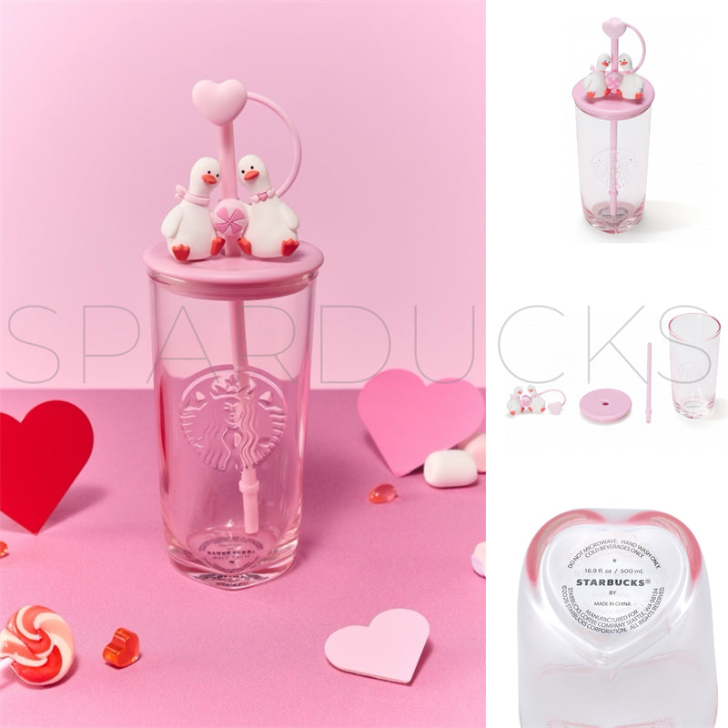 17oz China Glass With Straw Topper