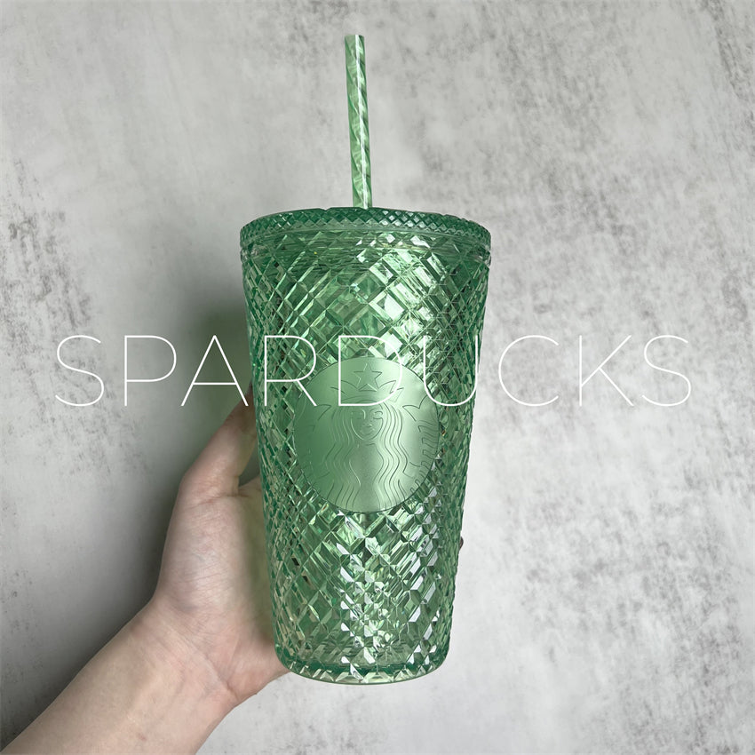 16oz EUR Green Jeweled Plastic Tumbler