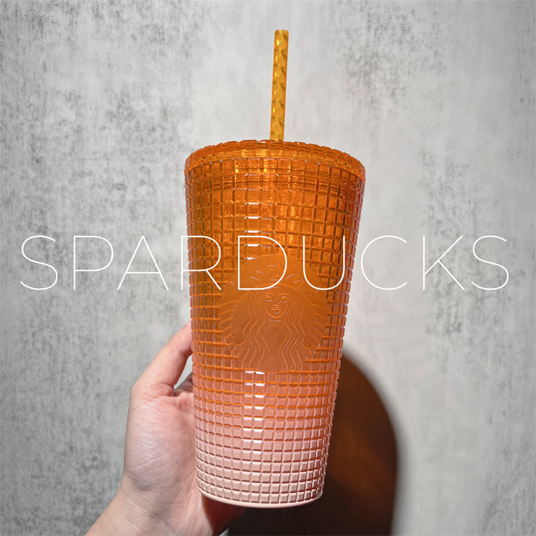 12oz Gradient Orange Grid Tumbler
