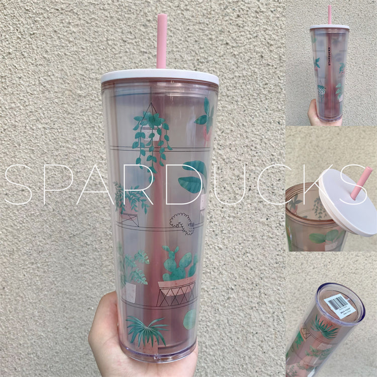 plastic plant cups 24oz Taiwan Summer Plant Plastic Cold Cup – SPARDUCKS