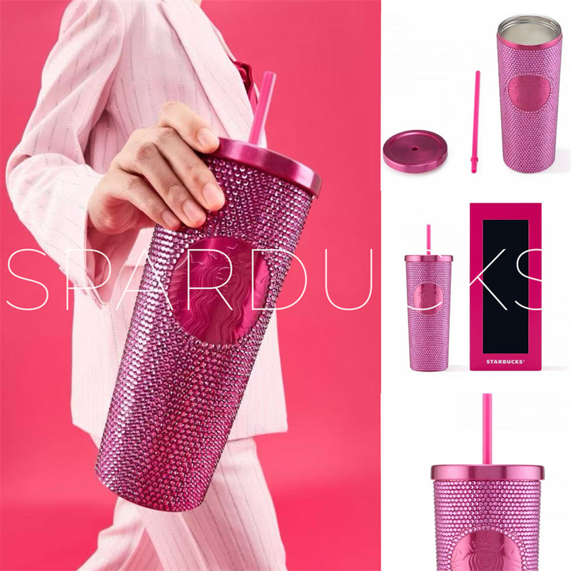 24oz Pink SS Rhinestone Tumbler