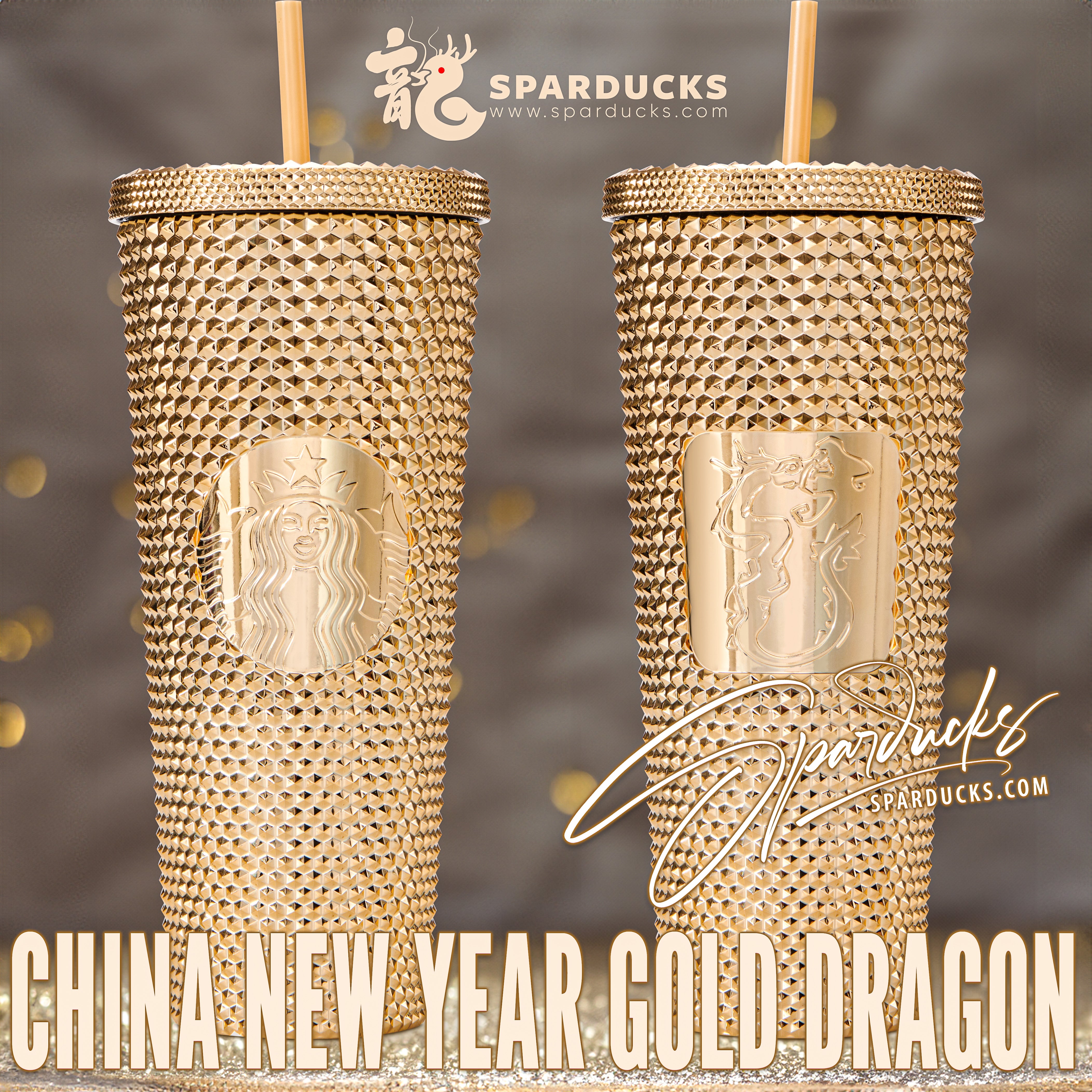 Good Starbucks China Gold Bling Studded Tumbler