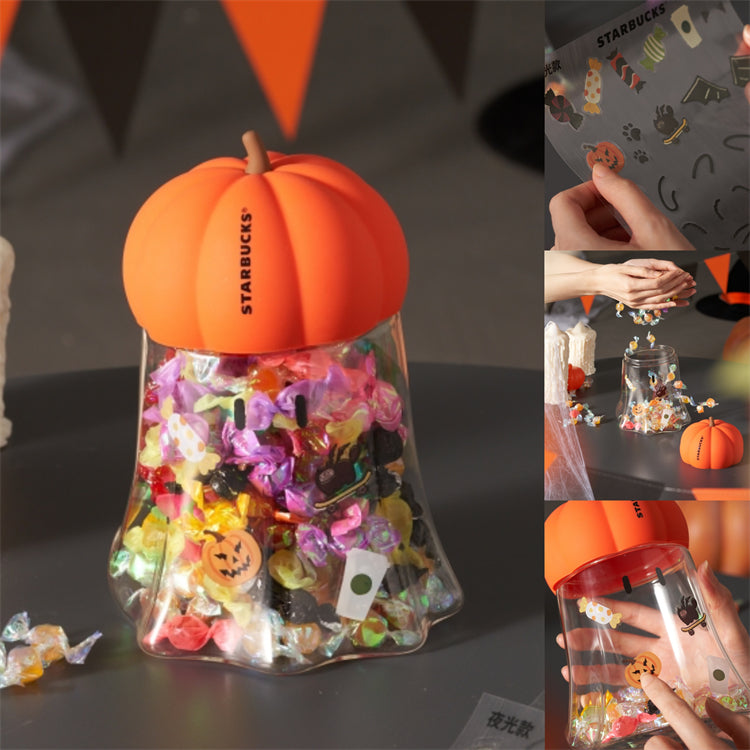Halloween Pumpkin Glass Sugar Bowl