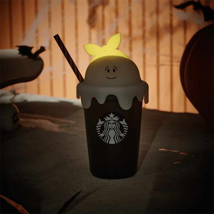 16oz Halloween Ceramic Black Cup with Straw