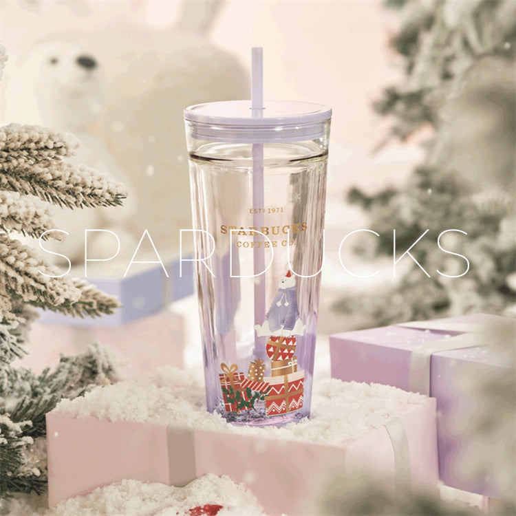 20oz China Purple X'mas Bear Glass