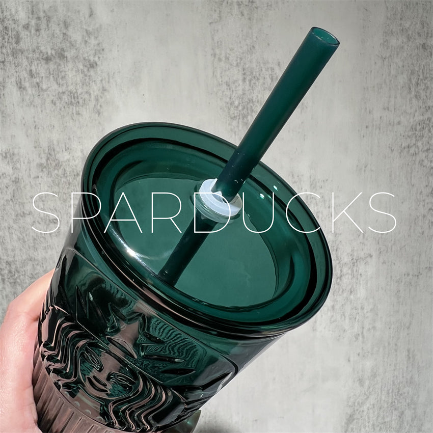 18oz China Green Siren Glass with Straw