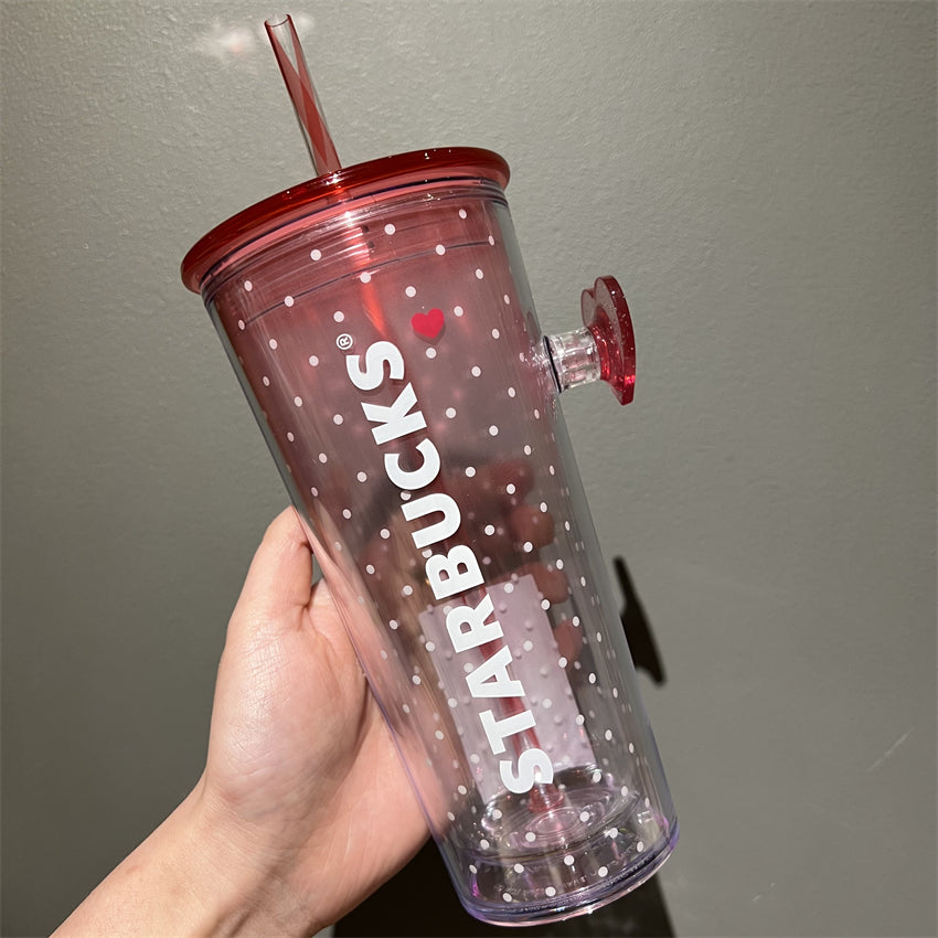 16oz Korea Valentine Heart Plastic Cold Cup