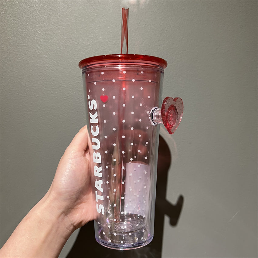 16oz Korea Valentine Heart Plastic Cold Cup