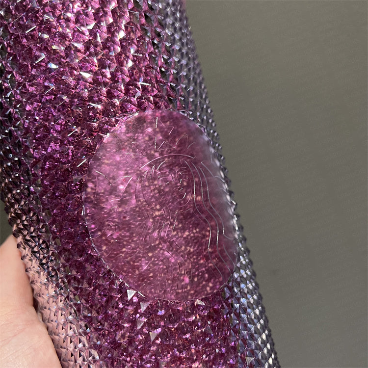 24oz Korea 2021 Valentine Blue Glitter+Pink Glitter Studded Cups