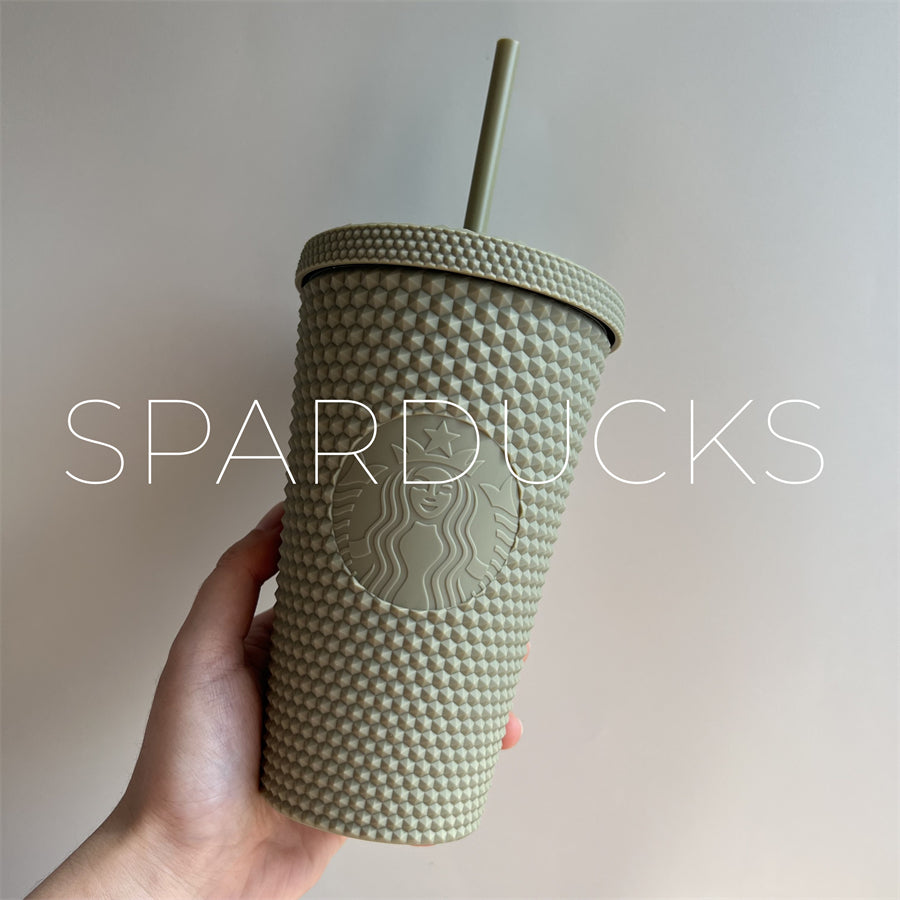 16oz Japan Matte Khaki Green Studded Cold Cup
