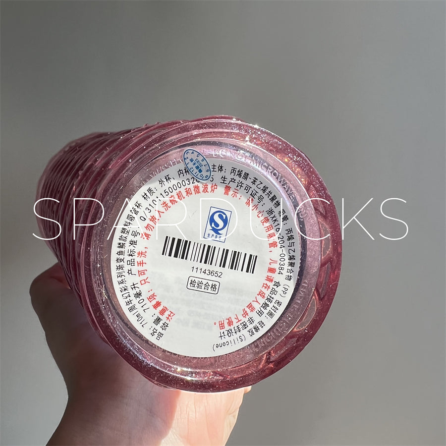 24oz China Pink Gradient Scales Plastic Cold Cup