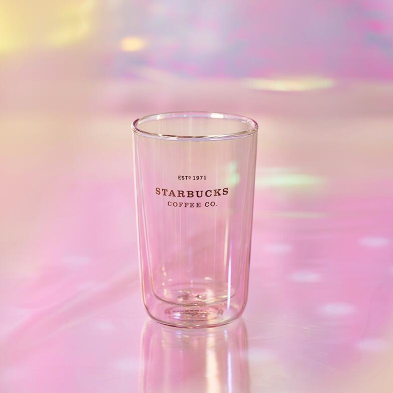 12oz China Pale Rose Pink Gradient Double Wall Glass