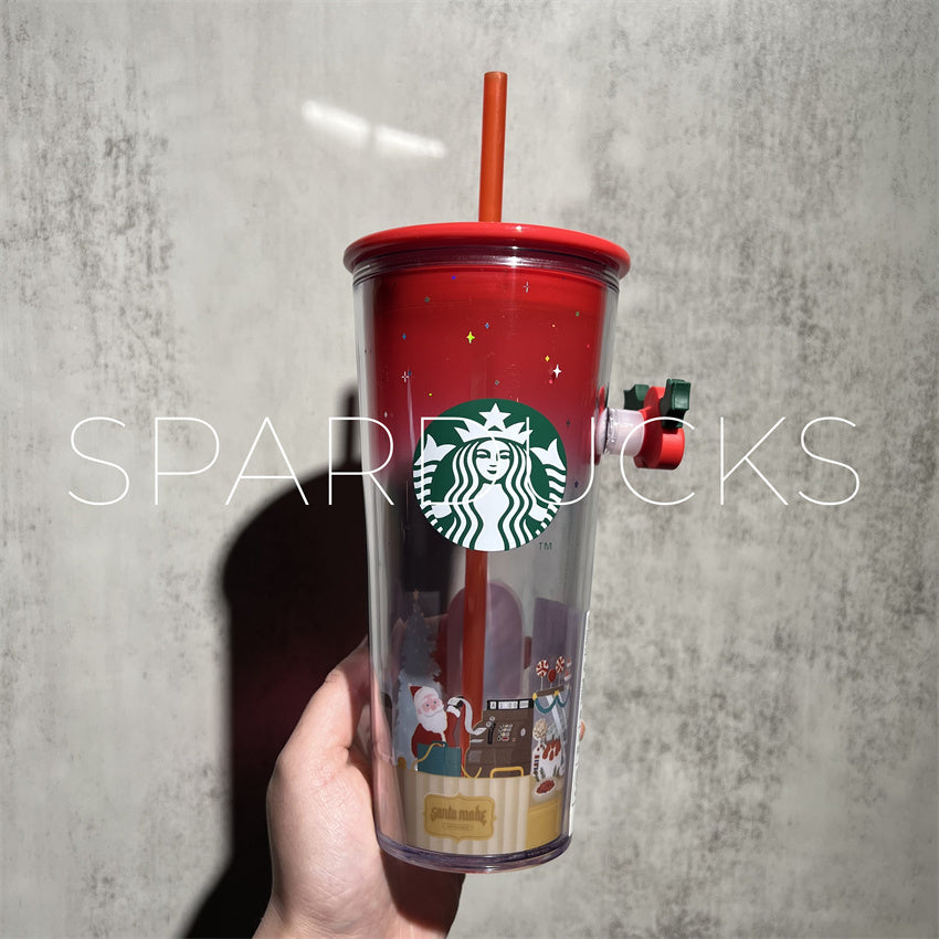 16oz Korea X'mas Red Plastic Cold Cup