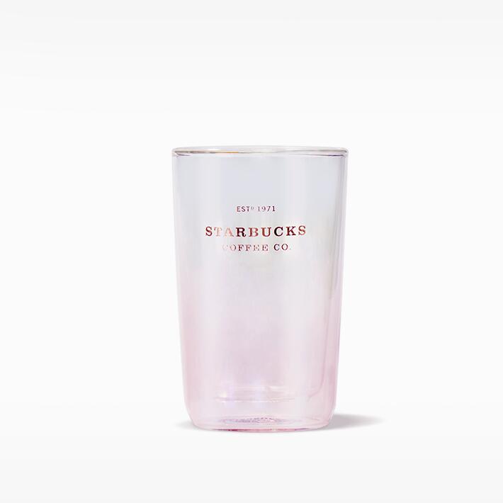 12oz China Pale Rose Pink Gradient Double Wall Glass
