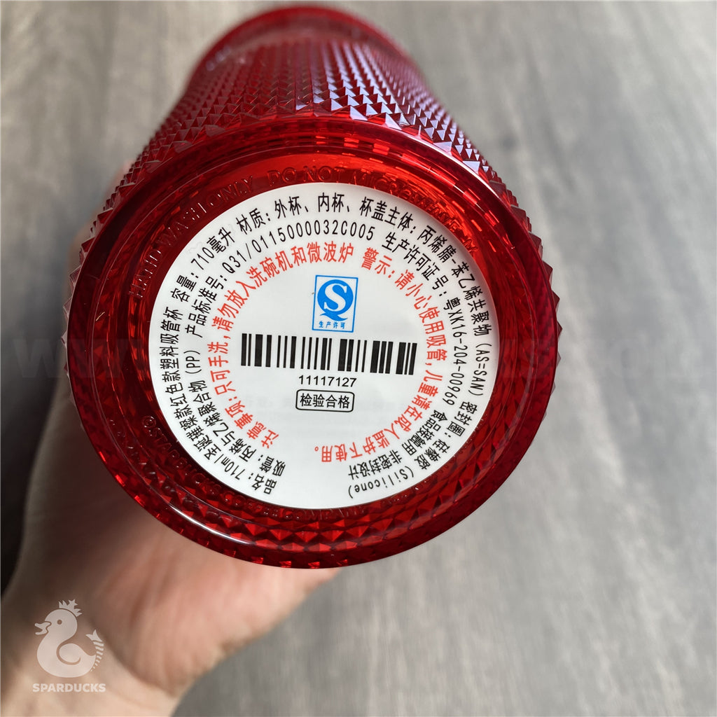 24oz China Red Bling Studded Tumbler
