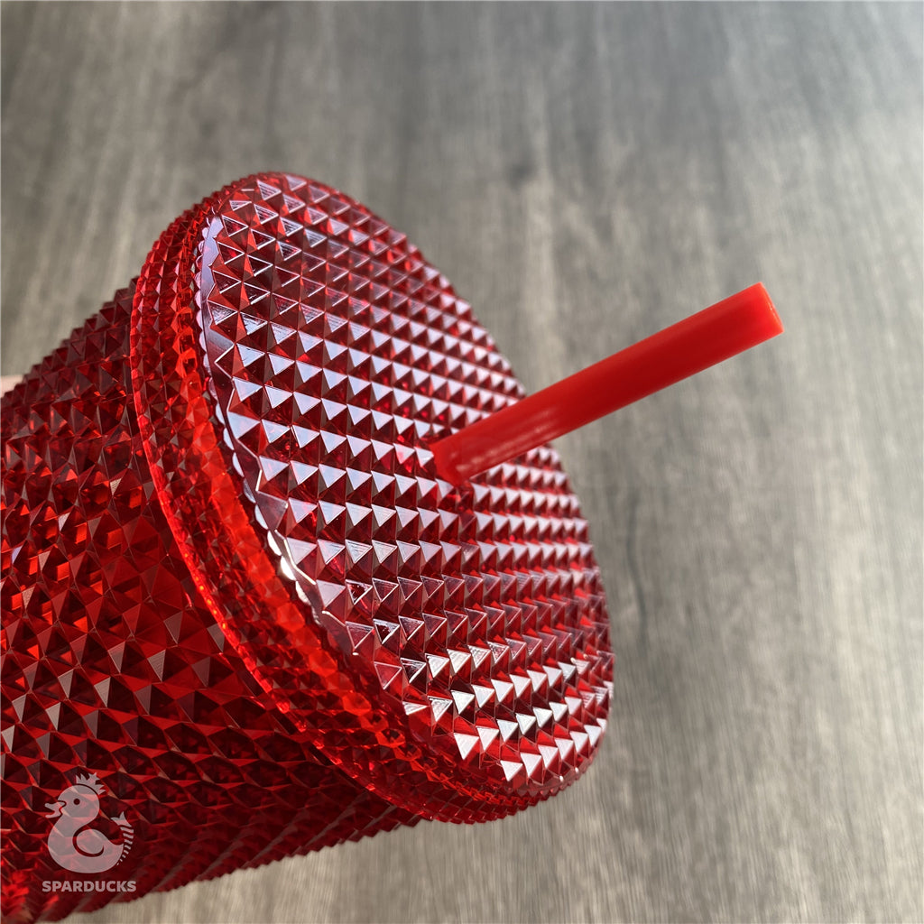 24oz China Red Bling Studded Tumbler