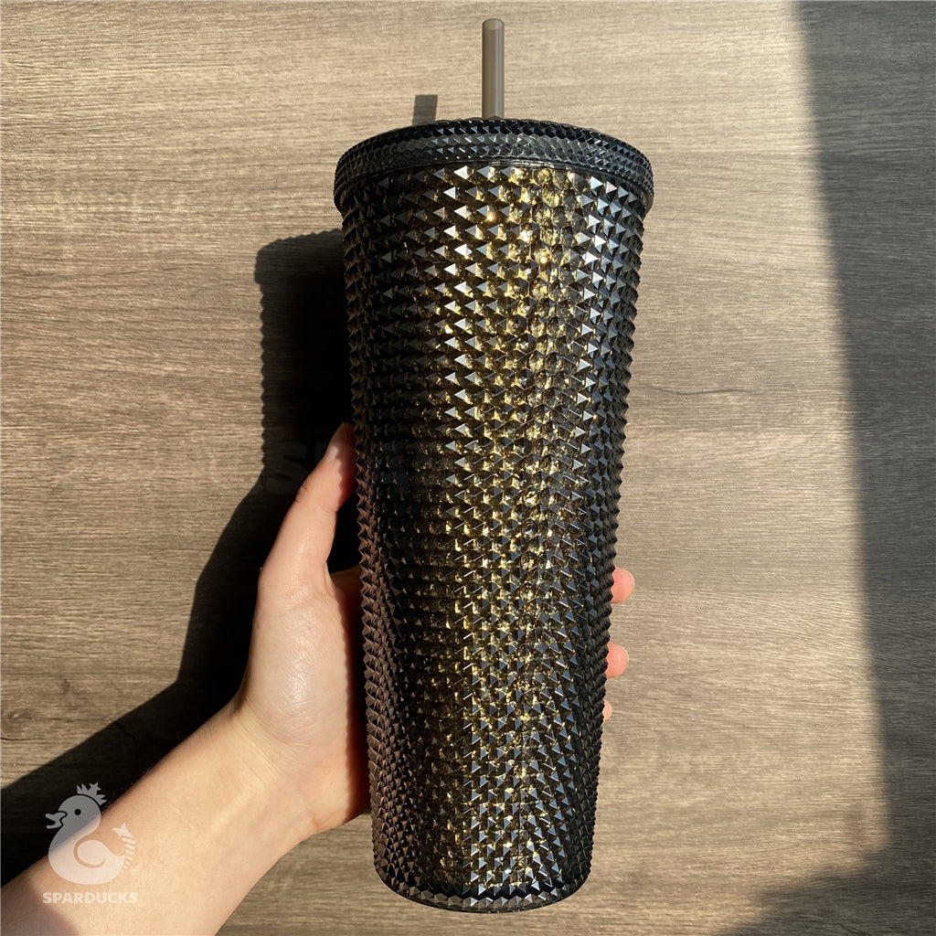 24oz China Black Gold Glitter Studded Tumbler