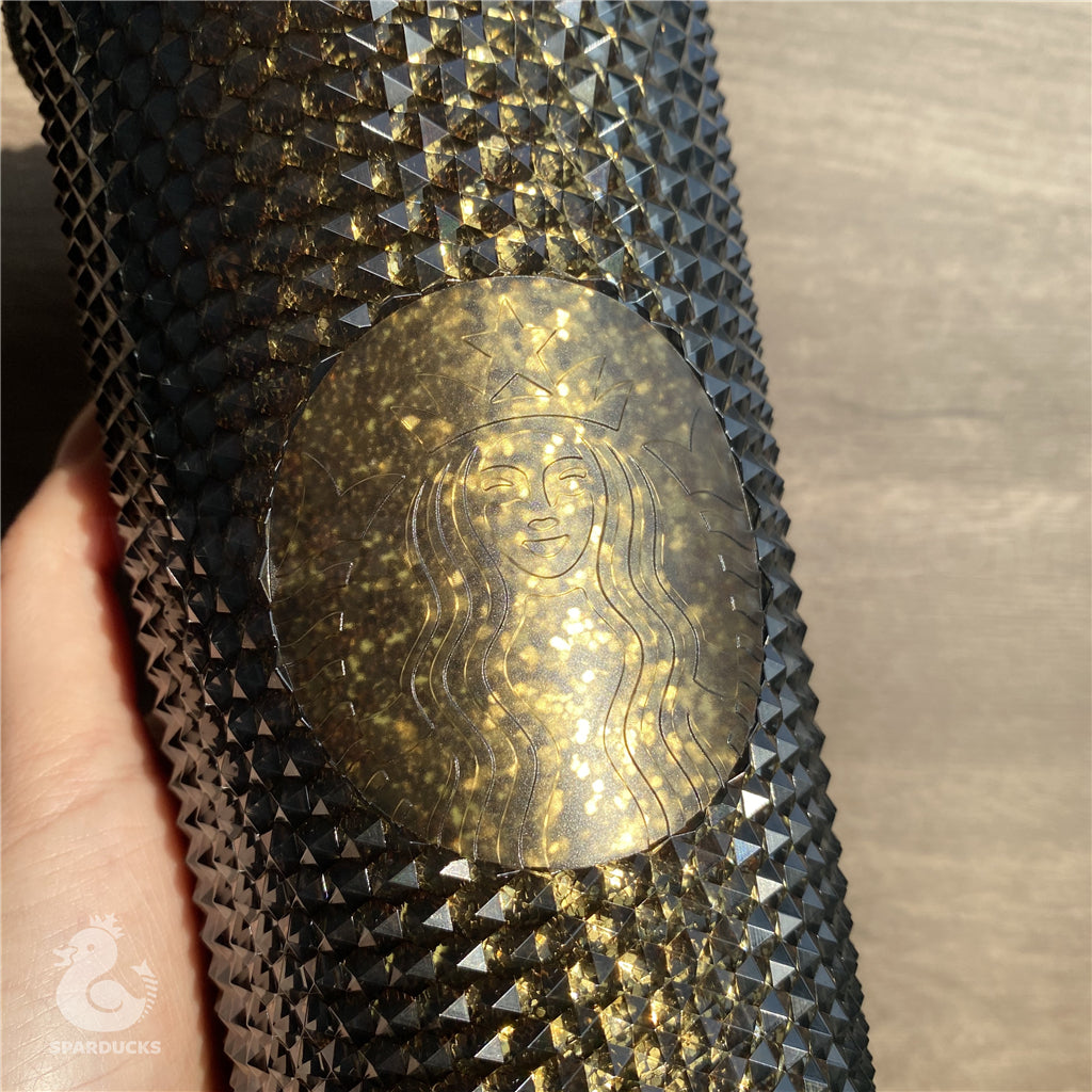 24oz China Black Gold Glitter Studded Tumbler
