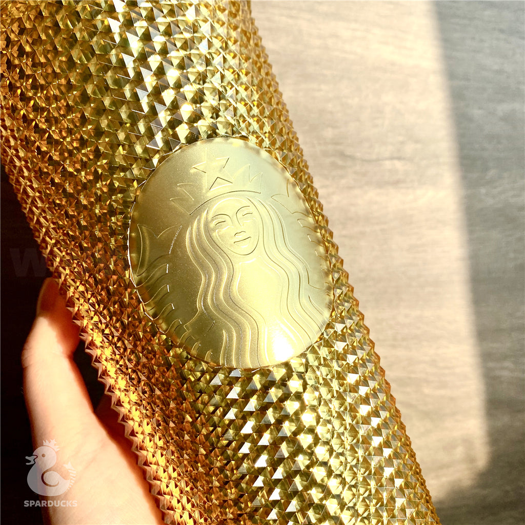 24oz China Yellow Gold Bling Studded Tumbler