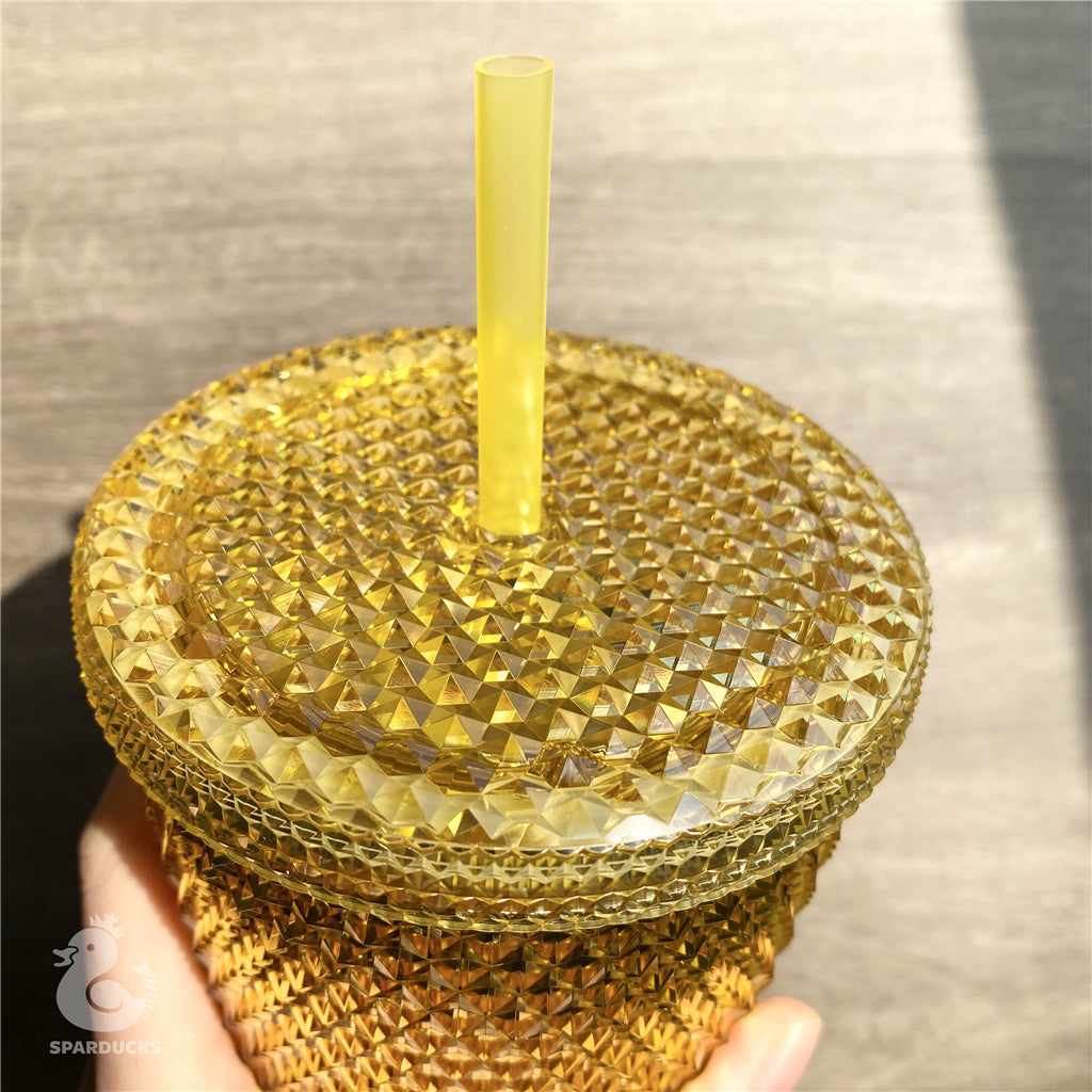 24oz China Yellow Gold Bling Studded Tumbler