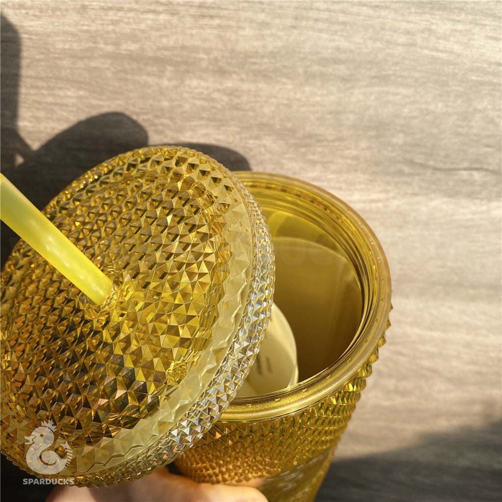 24oz China Yellow Gold Bling Studded Tumbler
