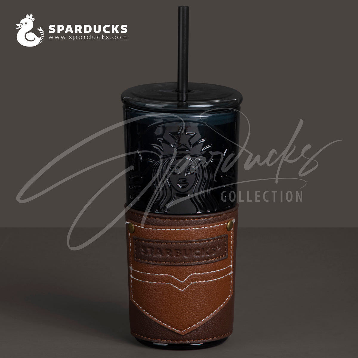 19oz China Black Siren Glass Straw Cup