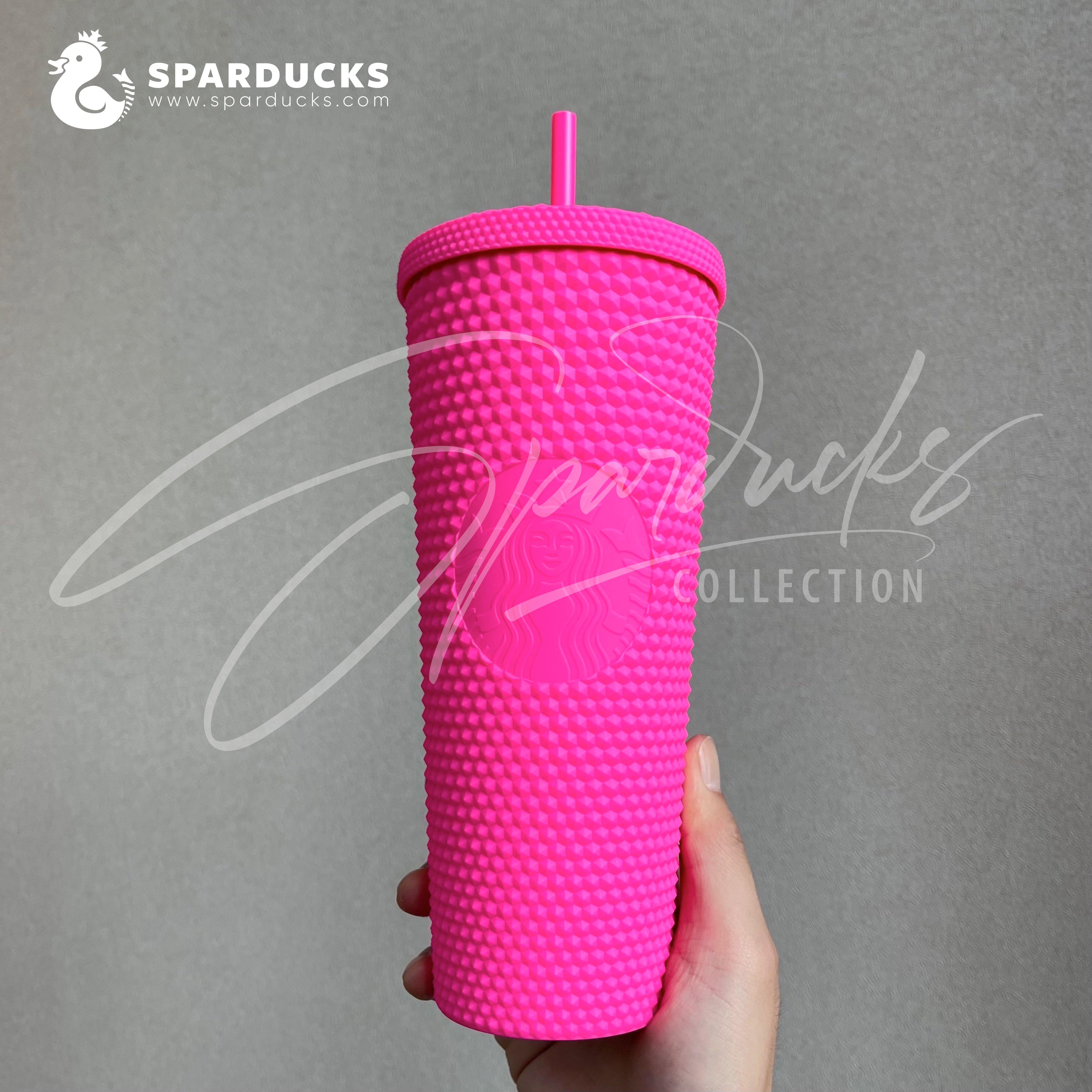 Hot Barbie Pink Studded Starbucks Tumbler 24 oz Ken Cold Drink Straw