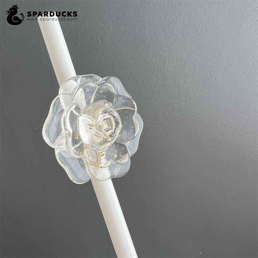 24oz China White Camellia Dome Cold Cup