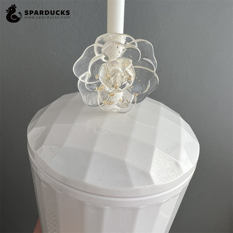 24oz China White Camellia Dome Cold Cup