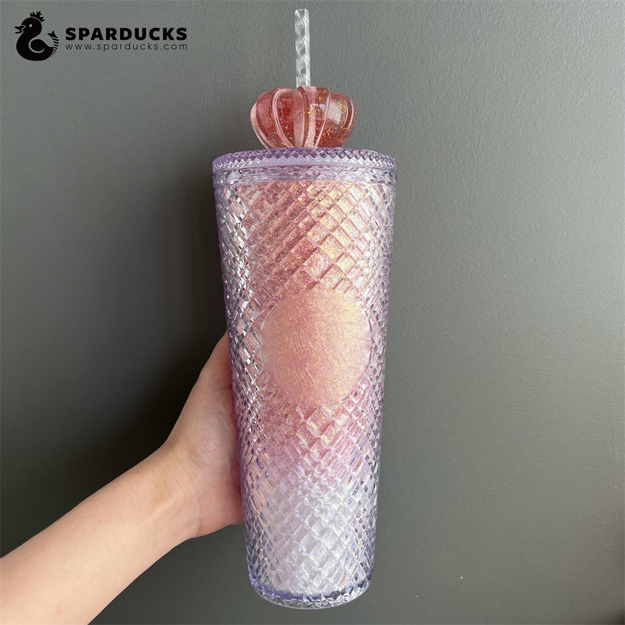 24oz China Glitter Pink Gradient Jeweled Tumbler