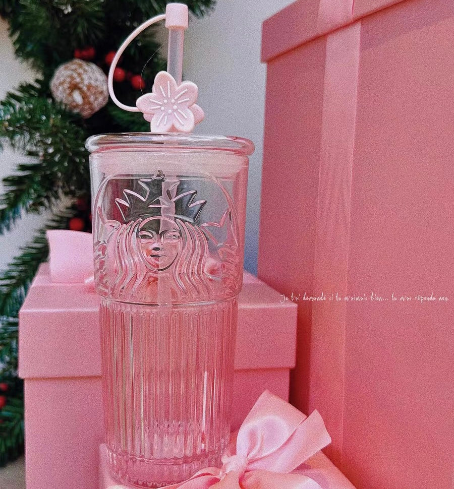 18oz China Pink Glass with Sakura Topper