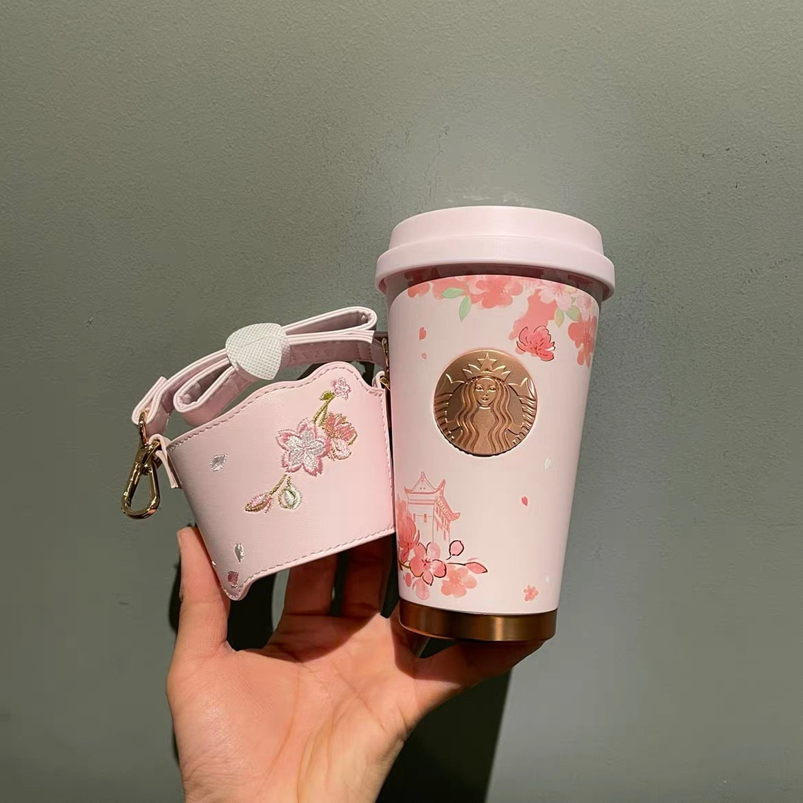 12oz China Sakura Blossoms Stainless Steel Tunbler