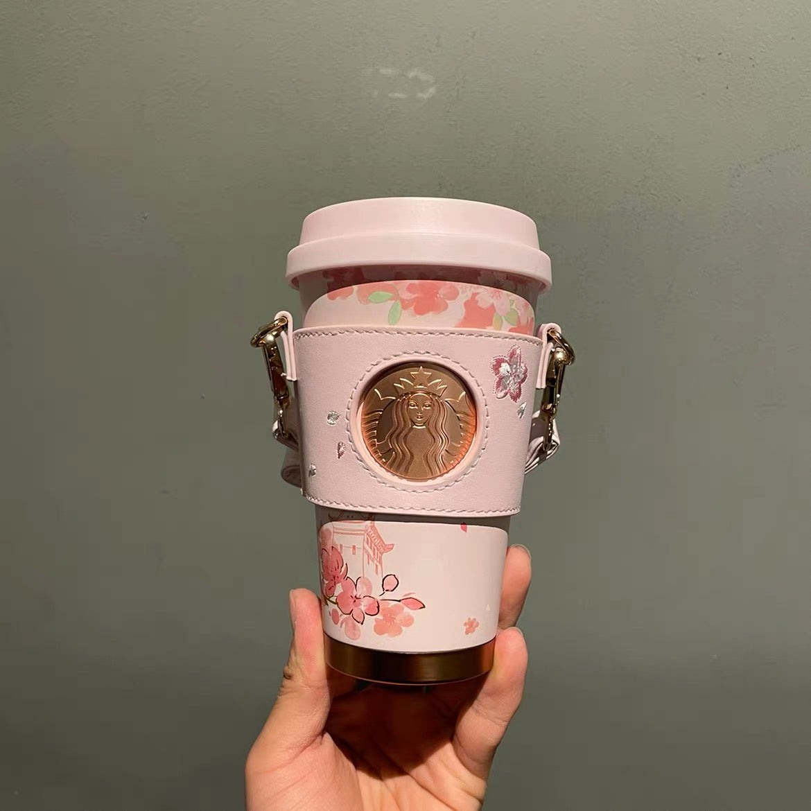 12oz China Sakura Blossoms Stainless Steel Tunbler