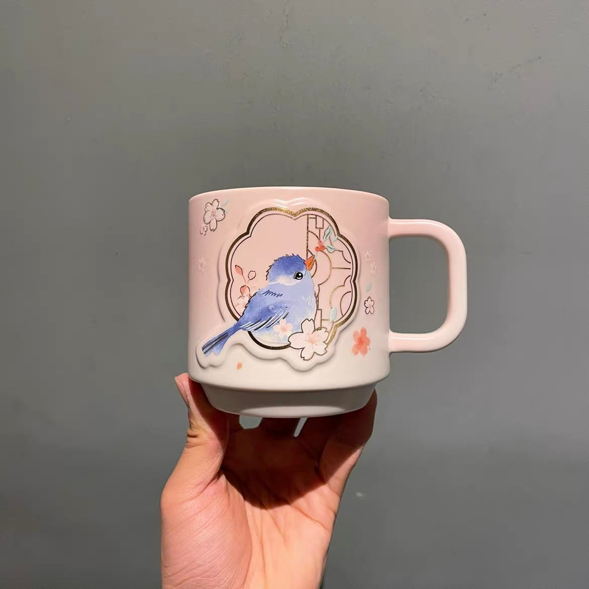 14oz China Bird with Pink Sakura Mug
