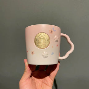 12oz China Pink Sakura Ceramic Mug with Plate