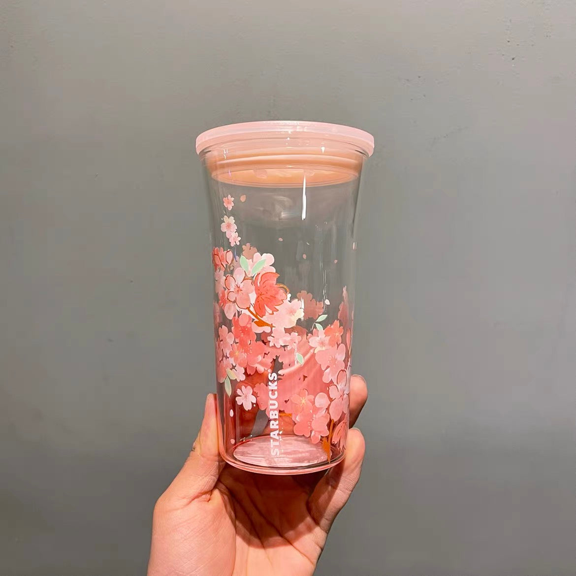 16oz China Pink Sakura Pink Glass Cold Cup