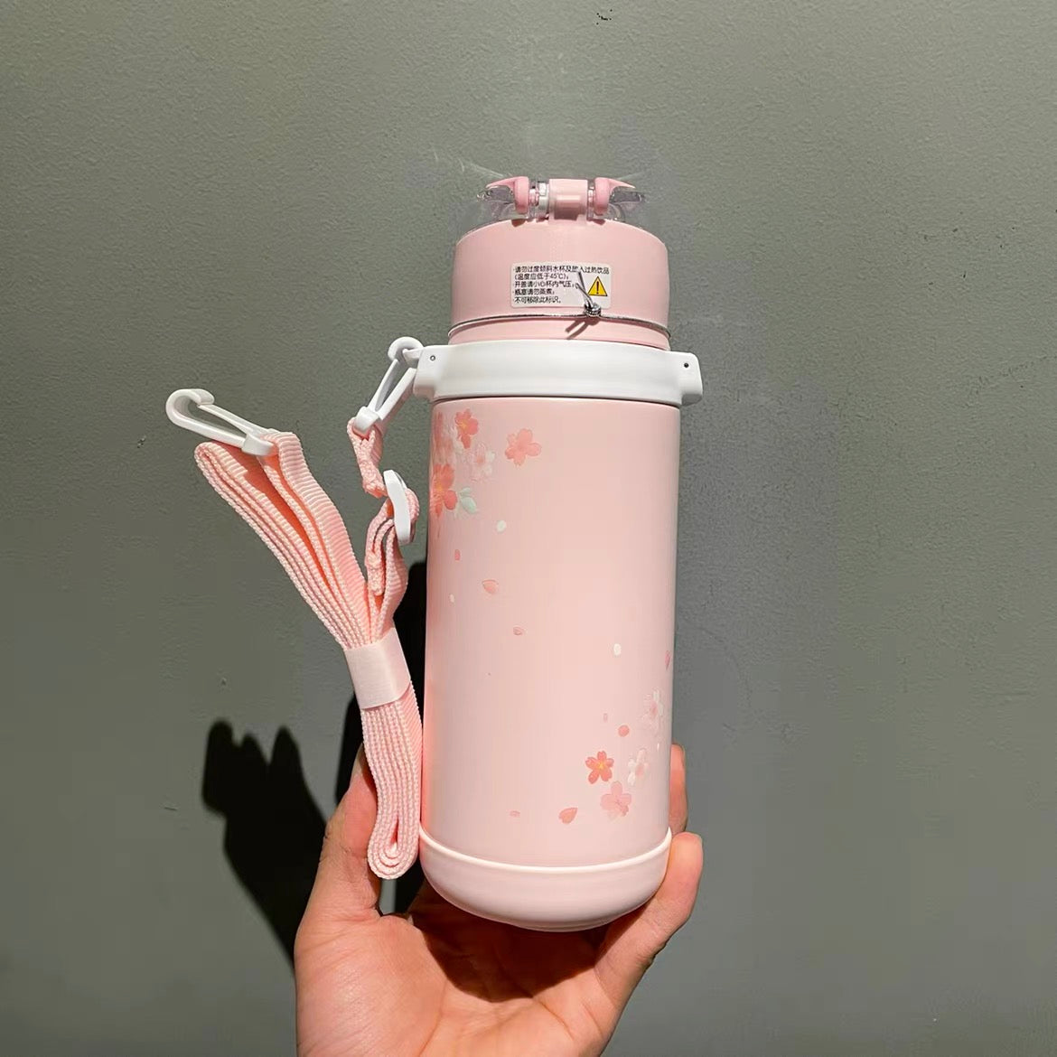 18oz China Pink Sakura Vacuum with 2 Lid