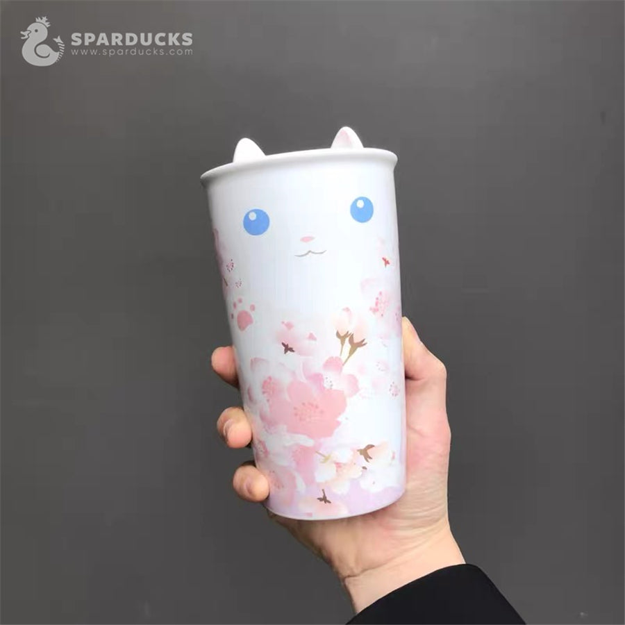 Starbucks 2024 China Sakura Ceramic Cat Tumbl