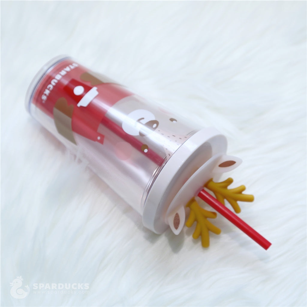 16oz China Elk +Scarf Plastic Straw Cup