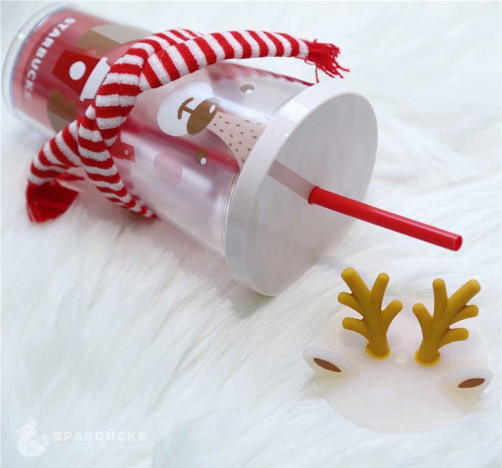 16oz China Elk +Scarf Plastic Straw Cup